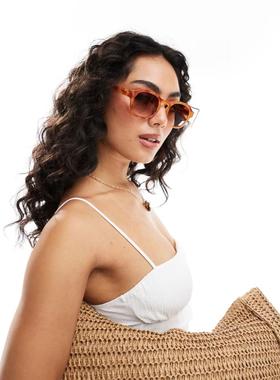 A.kjaerbede 女士 太阳镜 Zan 琥珀方框太阳眼镜(burnt)