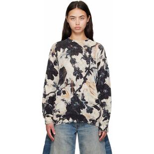 R13 女士 上衣 黑色  灰白色 Printed Boyfriend 针织衫