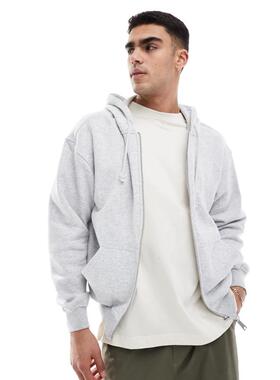 Cotton:on 男士 卫衣 marle 棉质方形合身拉链连帽衫(灰色)