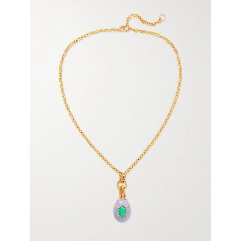 Lizzie Fortunato 女士 项链/吊坠 Yucca 镀金玛瑙石绿玉髓项链