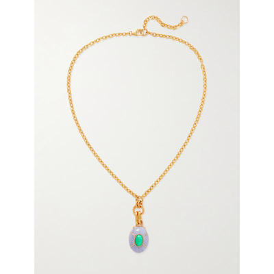 Lizzie Fortunato 女士 项链/吊坠 Yucca 镀金玛瑙石绿玉髓项链