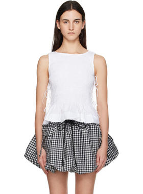 Ganni 甘尼 女士 背心 白色 Cotton Smock Tie