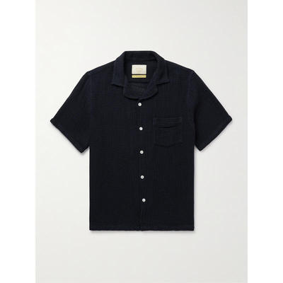 PORTUGUESE FLANNEL 男士 衬衫 Salva Camp-Collar 钩花棉质衬衫