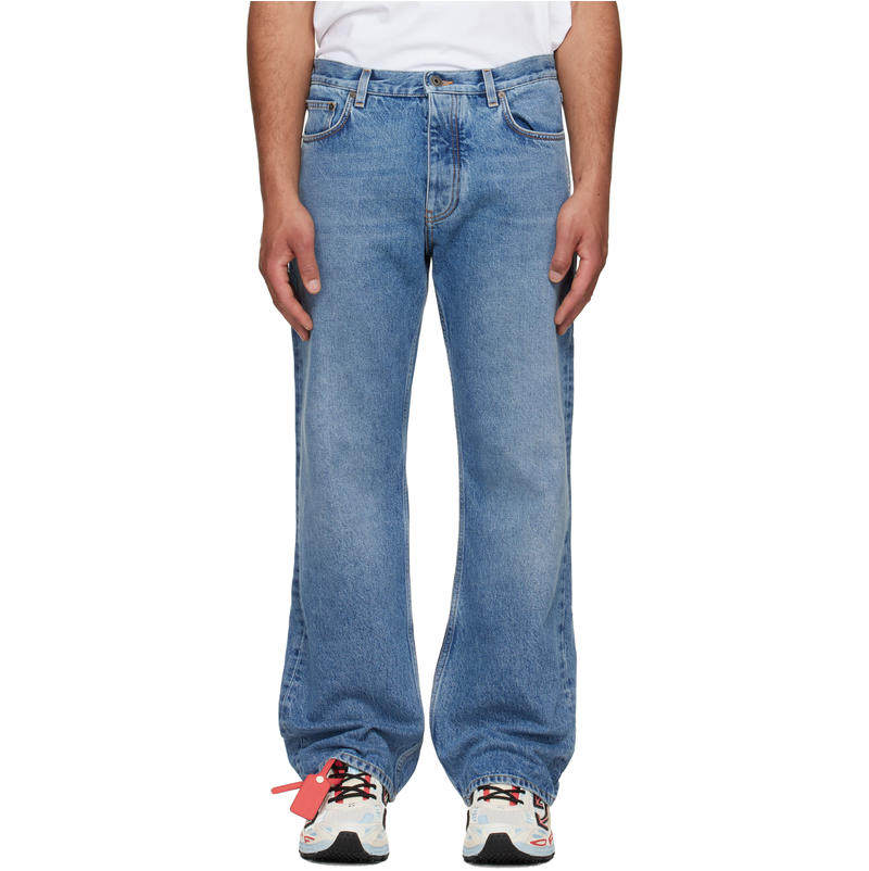 Off-White 男士 牛仔长裤 蓝色 Half Arrow Slim Relaxed 牛仔裤