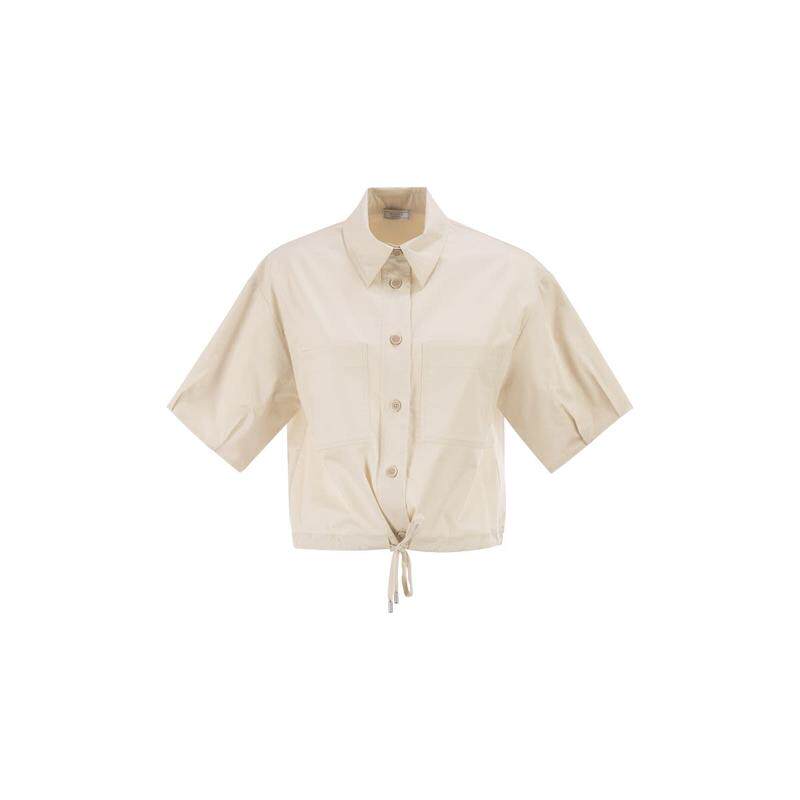 Peserico 佩萨里可 女士 SS26 衬衫 短款弹力棉质抽绳