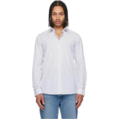 Hugo 雨果 男士 衬衫 白色 Modern-Fit Striped Cotton
