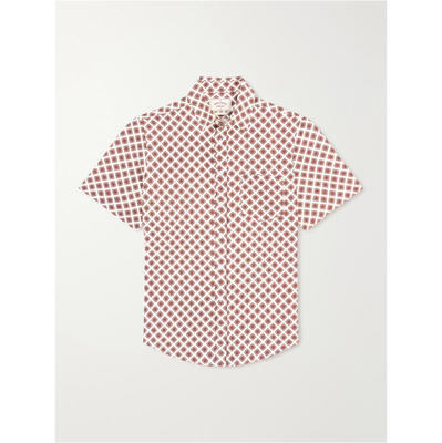 PORTUGUESE FLANNEL 男士 FW26 衬衫 可拆卸领印花真丝亚麻混纺