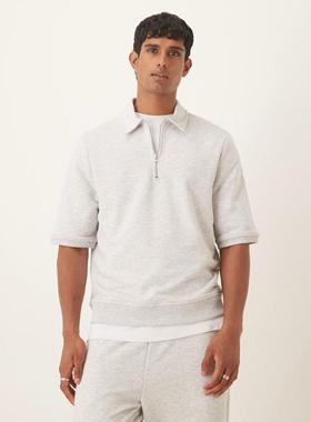 ASOS DESIGN 男士 卫衣 设计拉绒布短袖拉链运动衫(灰色)