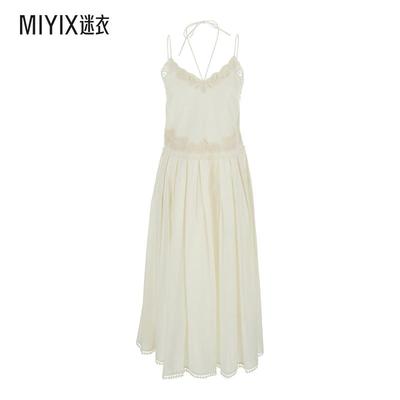 【春夏新品】TWINSET 女款白色蕾丝刺绣连衣裙 迷衣时尚