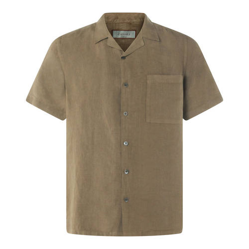 Canali 康钠丽 男士 SS26 衬衫 绿色亚麻