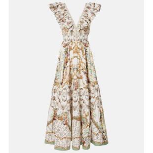 Camilla and Marc 女士 中长连衣裙 花朵荷叶边棉质长款连衣裙