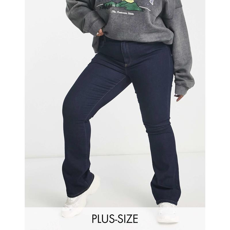 ONLY Curve 女士 牛仔长裤 Sally - MBLUE 高腰喇叭型深蓝牛仔裤