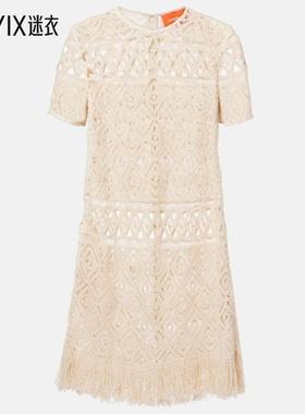 La DoubleJ 女款花边流苏边棉质迷你连衣裙 迷衣时尚