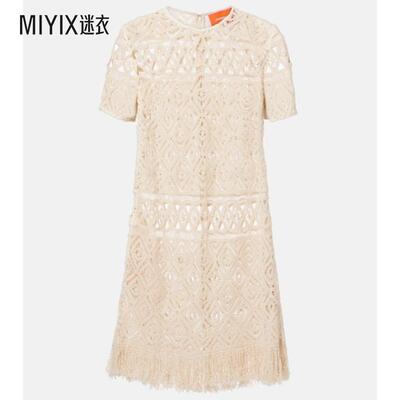 La DoubleJ 女款花边流苏边棉质迷你连衣裙 迷衣时尚