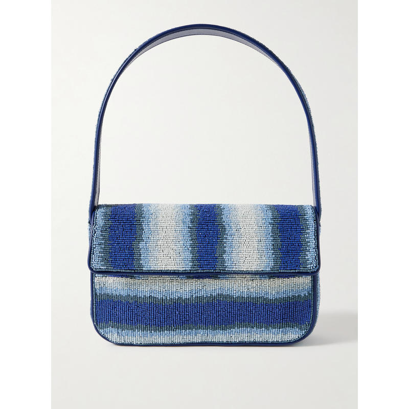 Staud 女士 单肩包 Tommy vegan-trimmed 串珠精饰刺绣绸缎肩包