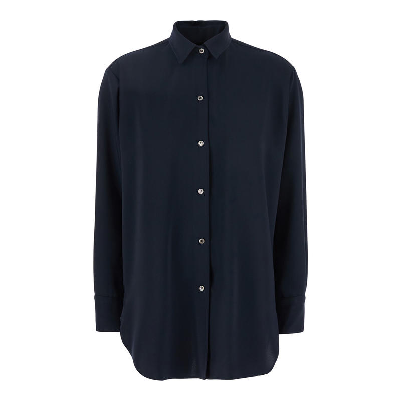 Plain. 女士 SS25 衬衫 蓝色经典款衣领高科技布织女士衬衫