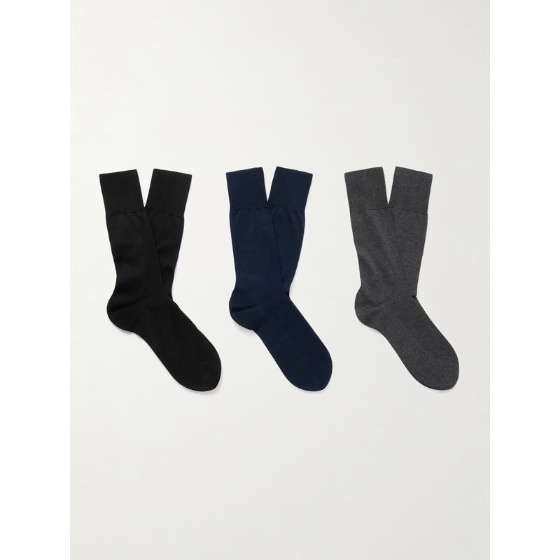 Falke 男士 袜子 No. 9 Fil d´Écosse 纯净3对装混纺棉袜子