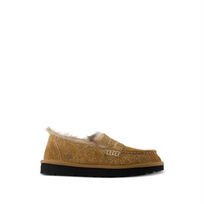 UGG Australia 女士 SS26 休闲皮鞋 Ellis 驼色绒面革乐福鞋