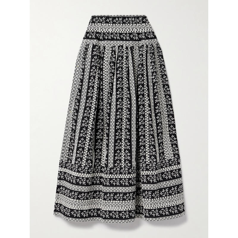 LORETTA CAPONI 女士 超长裙 Castagneto 刺绣棉纱长款半身裙