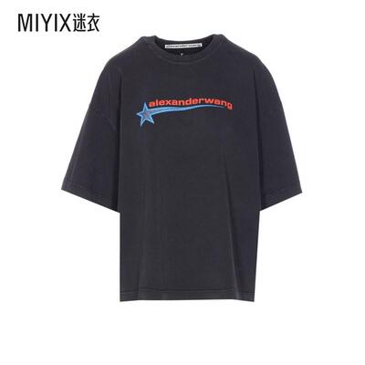 【秋冬新品】Alexander Wang亚历山大王女款黑色棉质宽松款T恤迷