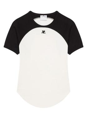 Courrèges 女士 FW25 T恤 標誌刺繡圓領 T 卹