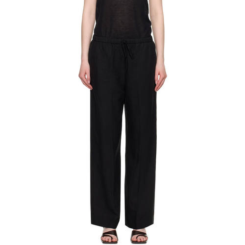 Totême 女士 SS26 长裤 黑色 Fluid Drawstring