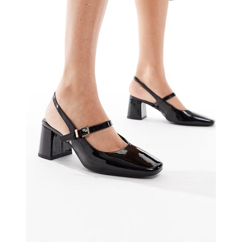 London Rebel 女士 鞋靴 Camila 搭扣抽跟中跟凉鞋(黑色)