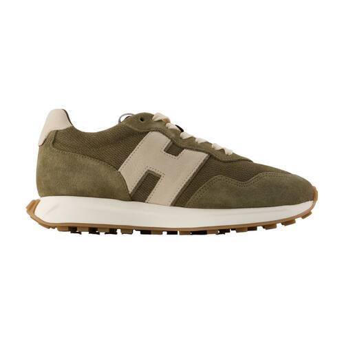 Hogan 霍根 男士 FW26 运动鞋 H601 ALLACCIATO H 拼接皮质绿色