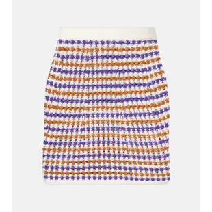 ERES 女士 迷你裙 设计洞洞针织棉混纺迷你半身裙