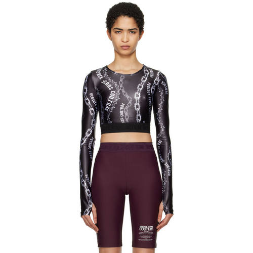 Versace Jeans 范思哲 女士 T恤 黑色 Chain Couture Crop