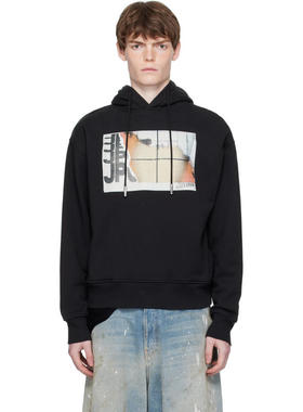 Jean Paul Gaultier 男士 卫衣 黑色 Printed Fire 连帽衫