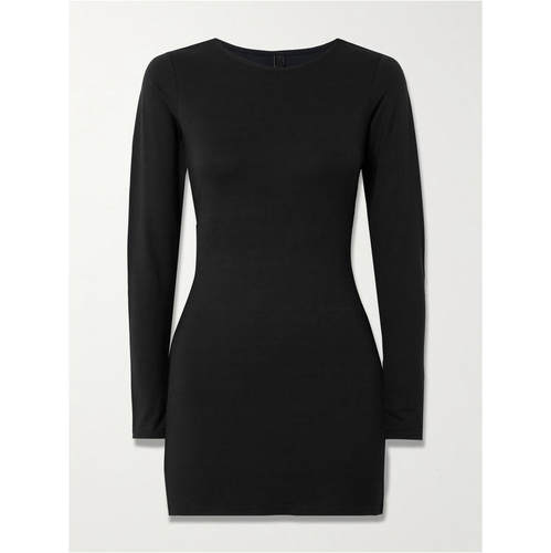 SKIMS 女士 SS26 睡衣 Layers - Obsidian 光滑圆领迷你连衣裙