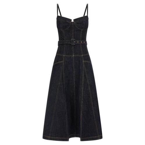 Self-Portrait 女士 SS26 中长连衣裙 牛仔喇叭