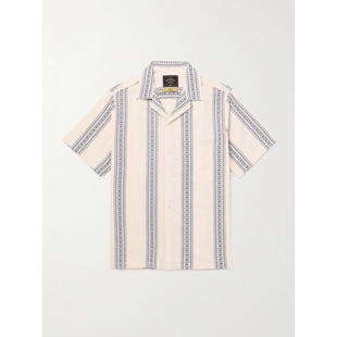 PORTUGUESE FLANNEL 男士 衬衫 Melissa 可拆卸领条纹棉提花衬衫