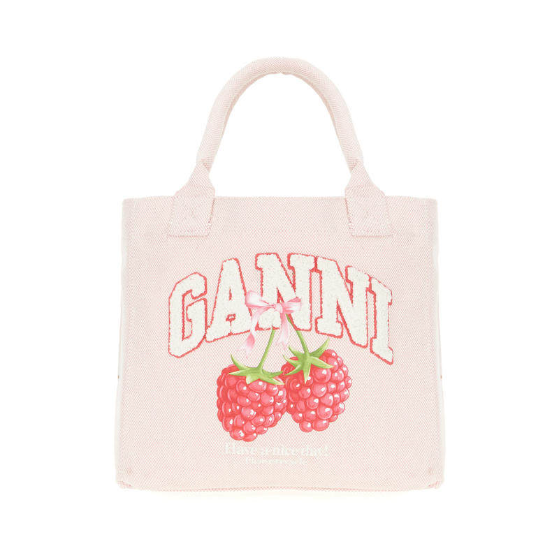 Ganni 甘尼 女士 SS26 手提包 粉色帆布手袋
