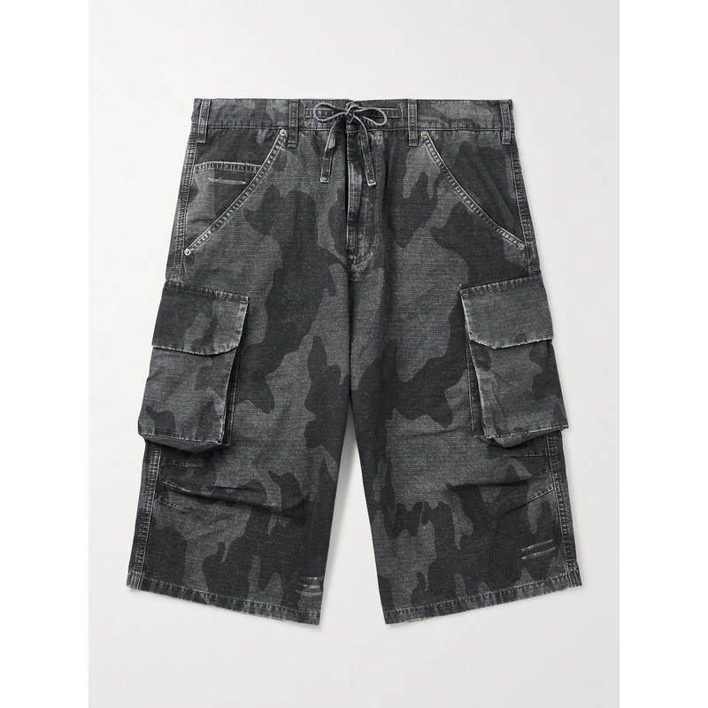 424 男士 FW25 短裤 直筒迷彩印花棉防撕裂短裤,男装,短裤,淘宝优惠券,粉丝福利购,淘宝优惠卷