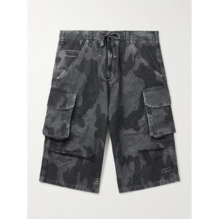 直筒迷彩印花棉防撕裂短裤 424 短裤 秋冬新品 男士