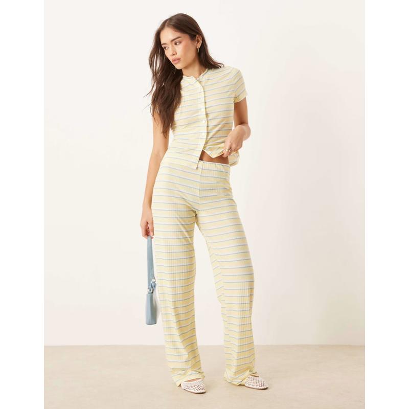 ASOS DESIGN 女士 长裤 co-ord 设计黄色条纹裤子