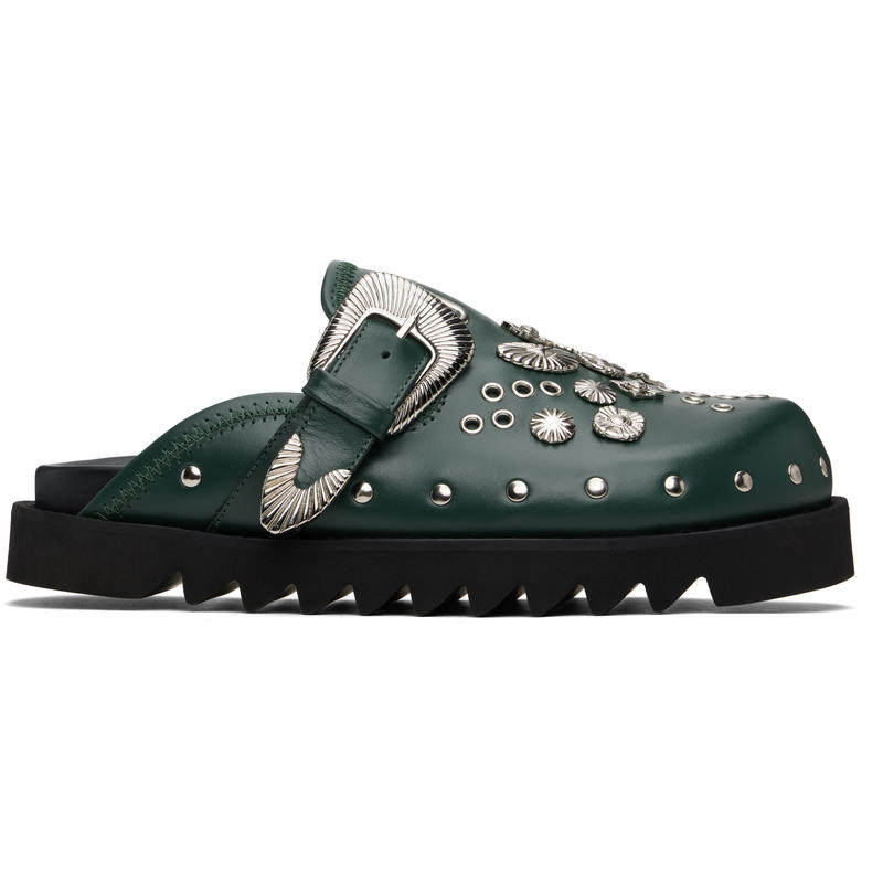 Toga 男士 穆勒鞋 独家发售绿色 Eyelet Metal Sabot 穆勒鞋