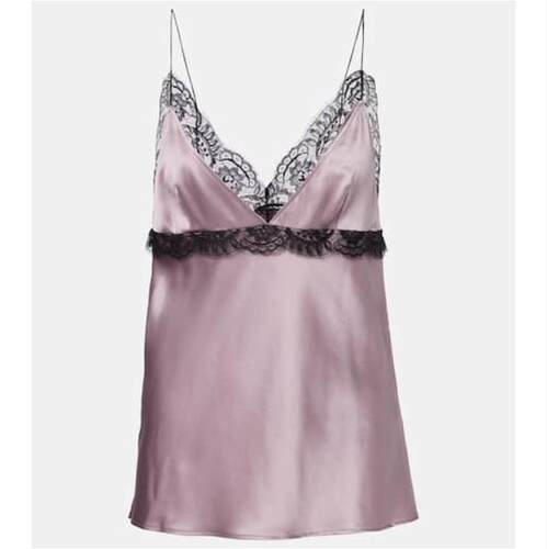 Nina Ricci 莲娜丽姿 女士 背心 蕾丝边真丝混纺缎面吊带
