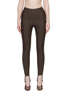 Mugler 女士 运动紧身裤 独家发售棕色 Corseted 紧身裤