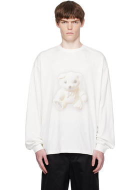 We11Done 男士 T恤 白色 Glow Teddy 长袖