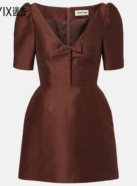 Shushu/Tong 女款蝴蝶结装饰迷你连衣裙 迷衣时尚