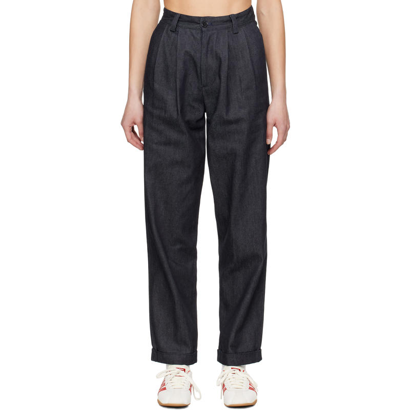 Carter Young 女士 牛仔长裤 海军蓝褶裥牛仔裤