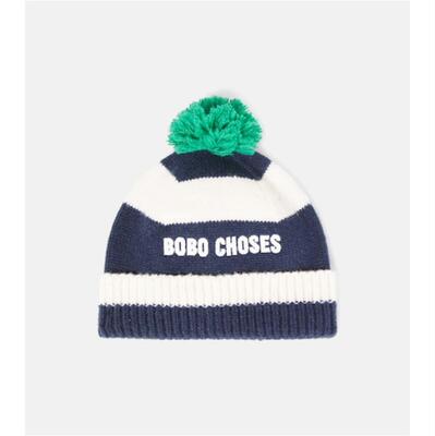 Bobo Choses 中性（儿童） 毛线帽 徽标条纹小便帽童装