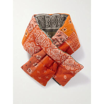 kapital 男士 围巾 Kesa Bandana-Print 双面绗缝棉质法兰绒围巾