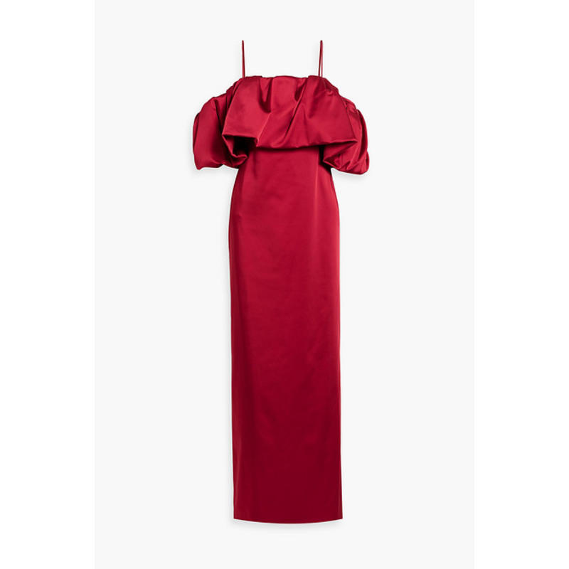 SIMKHAI 女士 中长连衣裙 Dorina 露肩荷叶边塔夫绸长款连衣裙