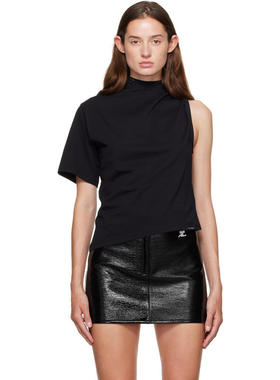 Courrèges 女士 T恤 黑色 Twist Asymmetrical T 恤