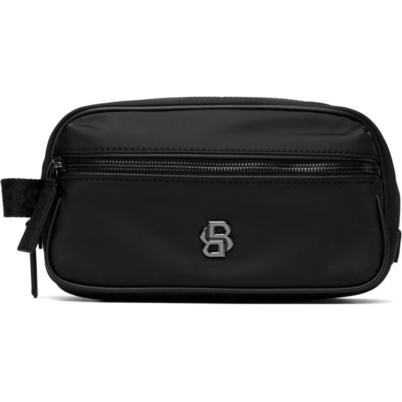 HUGO BOSS雨果博斯 男士 手拿包 黑色 Double B Monogram 洗漱包