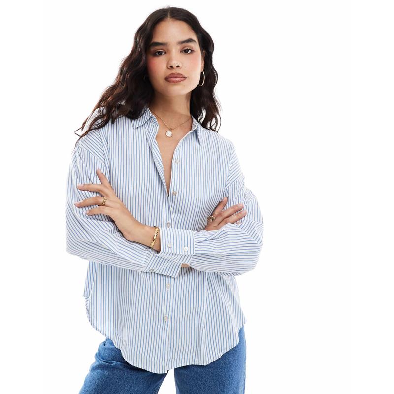 Vero Moda 女士 衬衫 宽松款蓝白条纹衬衫